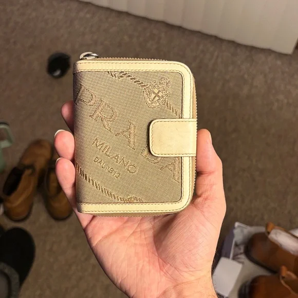 AUTHENTIC Prada Logo Jacquard Wallet + COA | Vintage Canvas & Leather PRADA - Picture 5 of 5